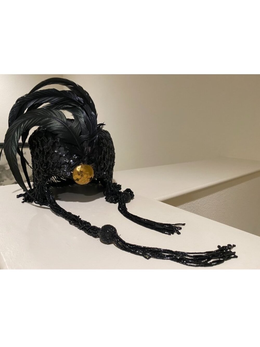 ✨ Authentic 1920s Beaded Flapper Hat with Feathers & Tassels ✨